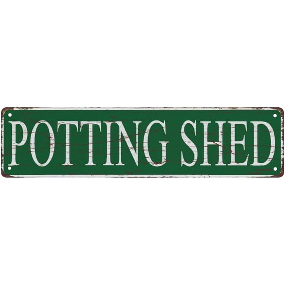 Vintage Metal Tin Sign Potting Shed Sign Rustic Metal Tin Sign Home Outdoor Art Wall Decorations For Cafe Bar Kitchen 4"x16"