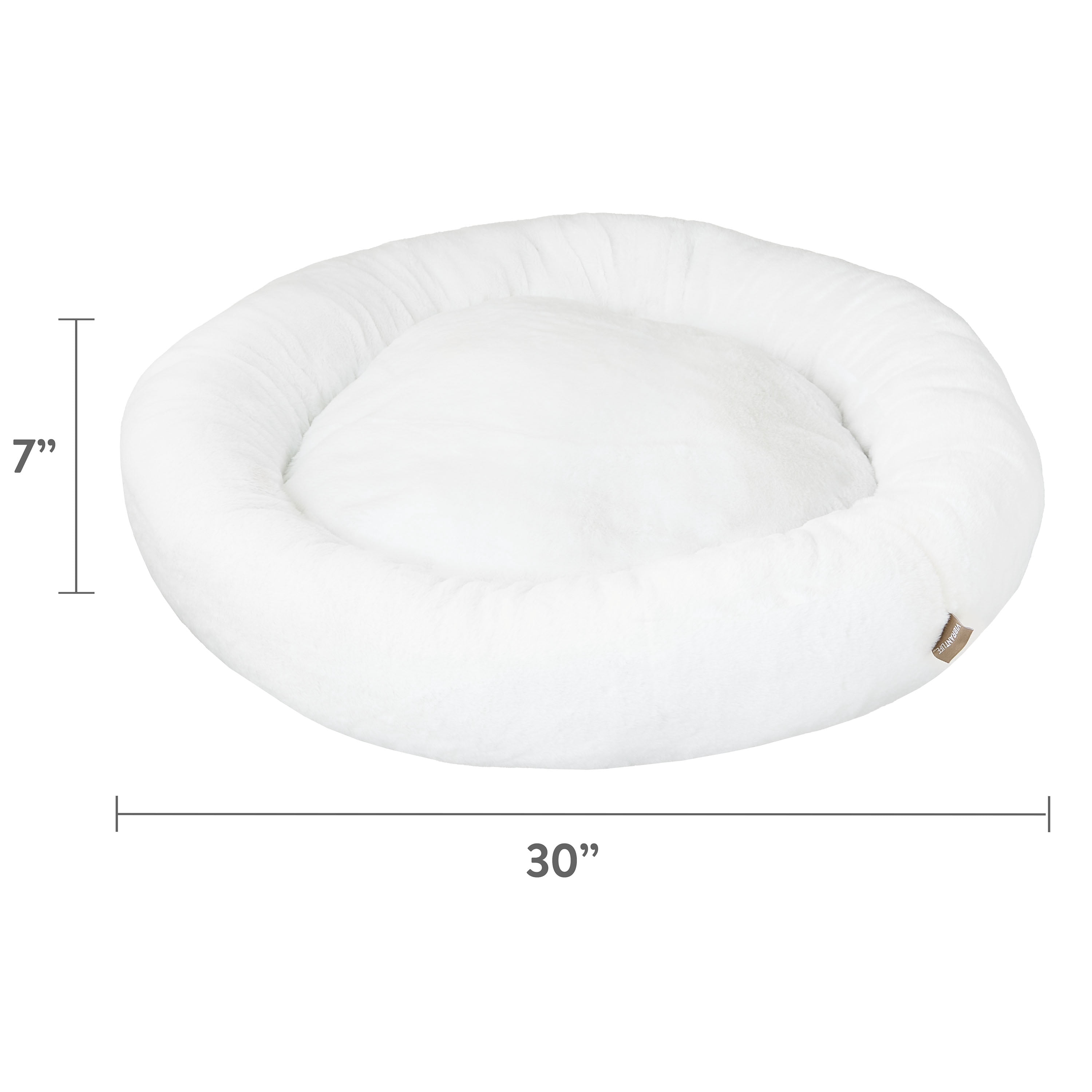 Vibrant Life Large Round Orthopedic Pet Bed, White, 30"