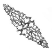 Antiqued Silver Plated Diamond Trellis Filigree Stamping 64x21mm (1)