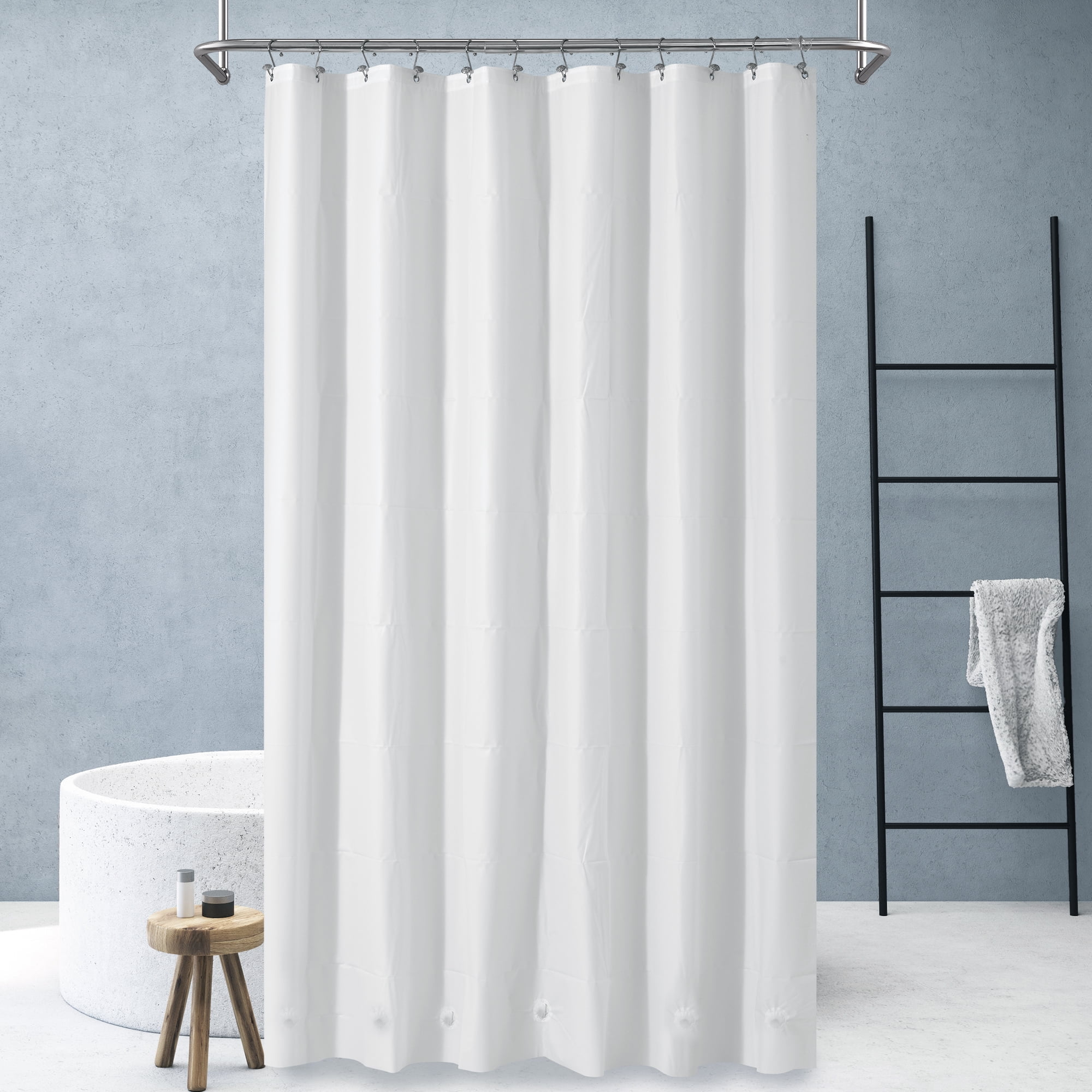Barossa Design Extra Long Shower Curtain Liner White with 6