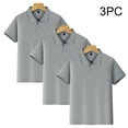 thumbnail image 2 of Khunlpohl 3Pack Set Kids’Cotton Collared Short Sleeve Button down Shirt Solid Color School Uniform Sports Tops, 2 of 4