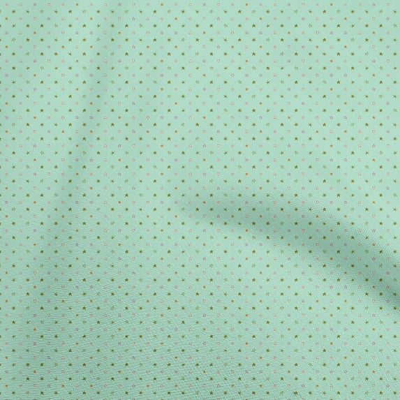oneOone Polyester Spandex Mint Green Fabric Stars Sewing Material Print Fabric By The Yard 56 Inch Wide