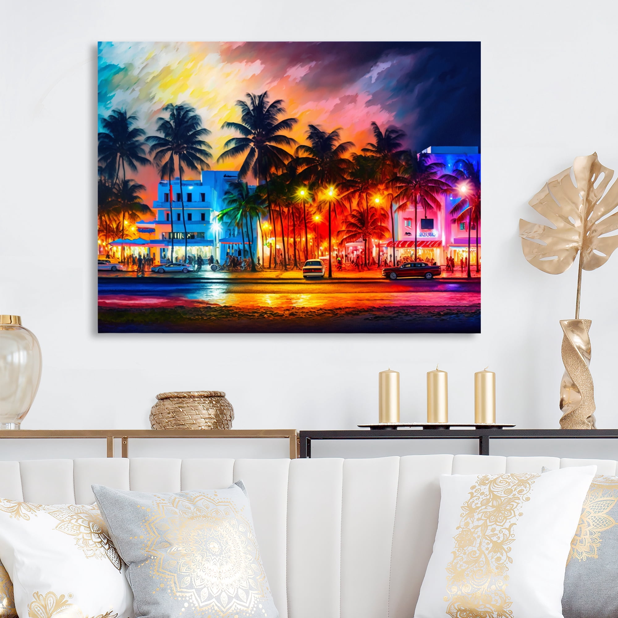 Designart Miami Beach Holidays I Canvas Wall Art