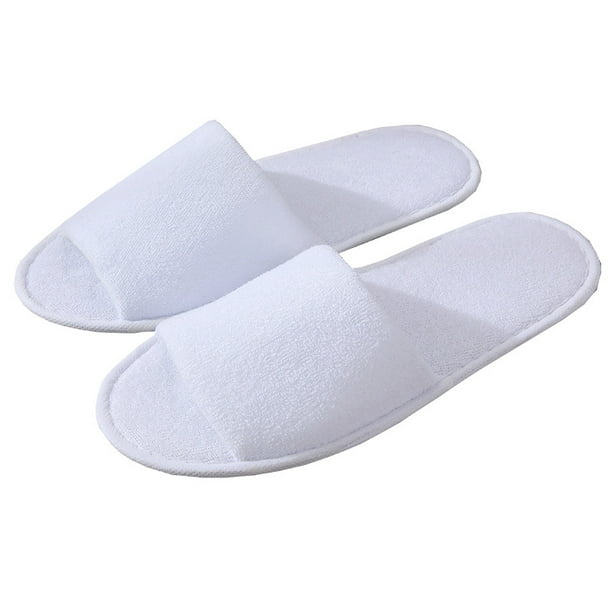 12 pares de pantuflas desechables con punta abierta, pantuflas blancas, pantuflas esponjosas para el hogar, el hotel, los viajes y los invitados a la fiesta