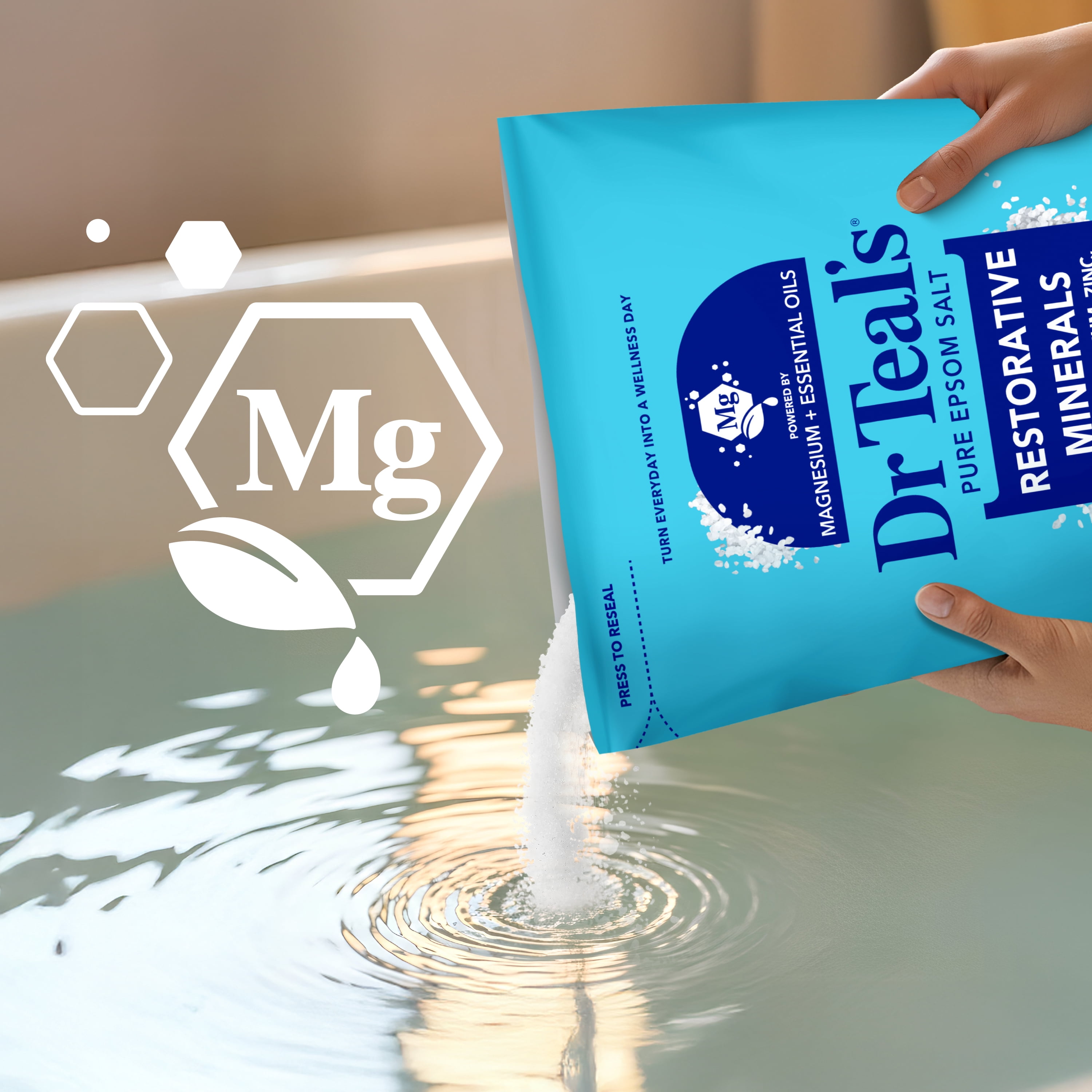 Dr Teal's Restorative Minerals Epsom Salt Soak with Magnesium, Potassium & Zinc, 7 lbs