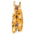 thumbnail image 6 of Womens Halloween Linen Overalls Casual Wide Leg Floral Print Loose Fit Jumpsuits Boho Bib Pants, 6 of 6