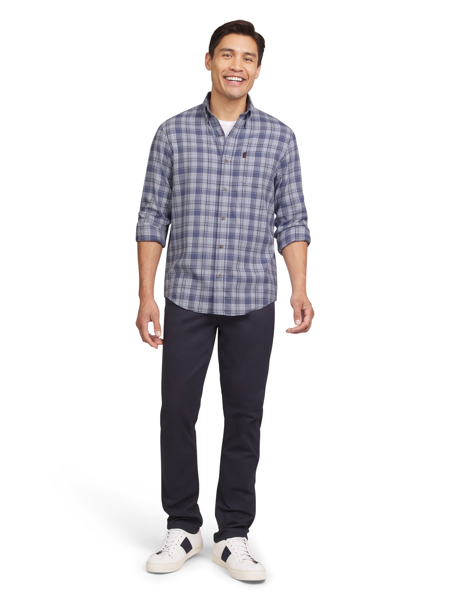 Chaps Men's & Big Men's Untucked Long Sleeve Button-Down Shirt, Sizes S-2XL