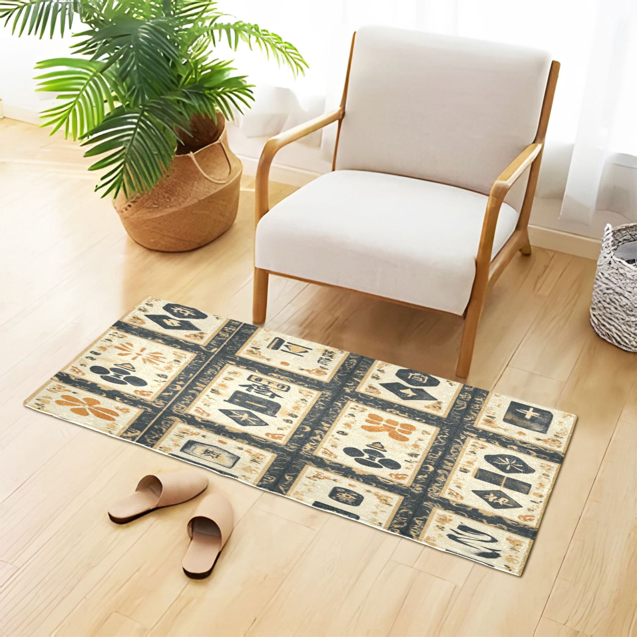 WOBOGO Mahjong Background Carpet 39x20in Kitchen Bathroom Plush Absorbent Non-Slip Floor Mat