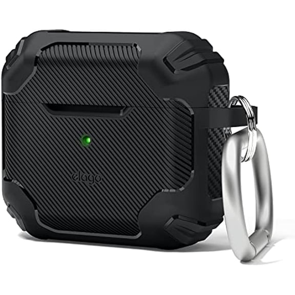 Solid Armor AirPods 3 Case Cover for AirPods 3rd Generation Case 2021 -Shock Absorbing Design, Durable TPU, Full Body Protection (Black)