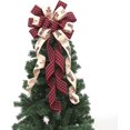 thumbnail image 2 of Adorno para árbol de Navidad de arpillera a cuadros rojos, lazo grande, adorno para árbol de Navidad para interior y exterior, 2 of 5