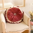 thumbnail image 2 of Decorative Round Pleated Throw Pillows, Pumpkin Throw Pillows, Vintage Velvet Floor Pillows for Sofa Couch Vanity Chair Bed,18.3" Diameter, 2 of 5