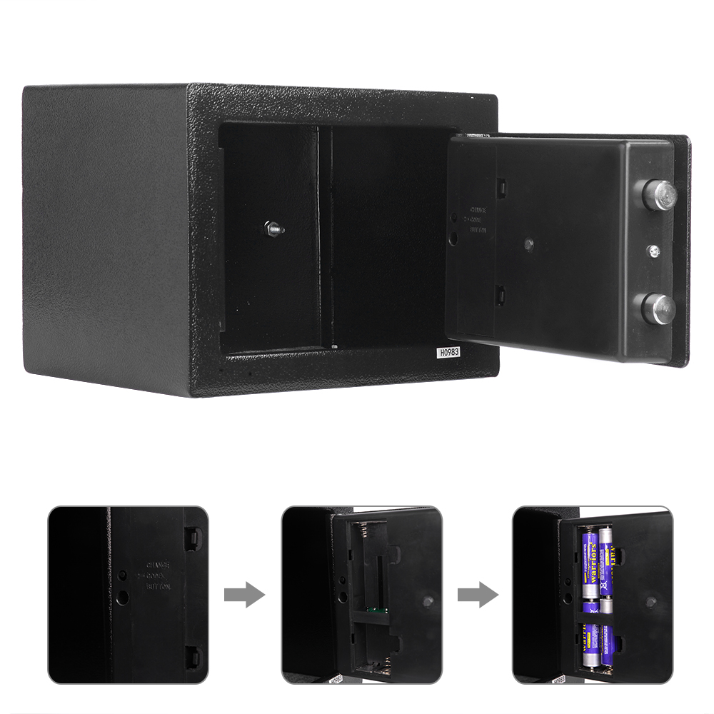 Mini Wall-in Style Electronic Code Metal Steel Box Safe Case 17EF, Black