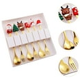 thumbnail image 6 of jicheng 6 Pieces Christmas Cutlery Reusable Tableware for Restaurant Ice Cream Party F, 6 of 9