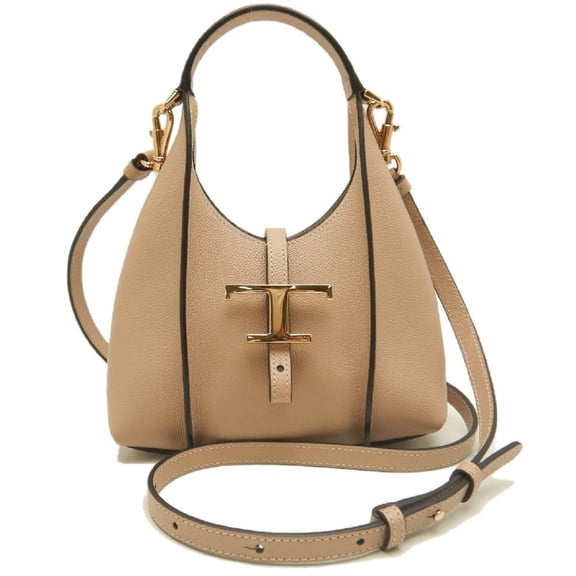 Pre-Owned Tod's TODS T-Timeless Shopping Bag Handbag, Calfskin, Natural, Women's, 253827