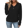 thumbnail image 4 of LEAVINGSUO Fall Tops for Women 2026 Casual Long Sleeve Button Thin Version With Pockets Hooded Collar Coat Black S, 4 of 9