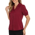 thumbnail image 4 of CAMISA DE MUJER CON CUELLO INSPIRE CHIC, CON BOTONES EN LA PARTE FRONTAL Y MANGAS CORTAS, TAMAÑO XL, COLOR ROJO VINO, 4 of 5