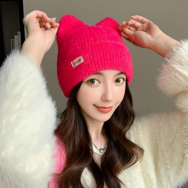 帽子 andwang Fluffy cat knit hat Fluffy cat knit hat