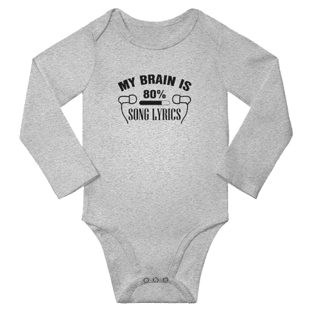 

My Brain is 80% Song Lyrics Baby Long Sleeve Outfits for Boys Girl Clothes (Gray 18-24M)