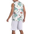 thumbnail image 5 of Easygdp Music Lover Dinosaur Men's Mesh Basketball Jersey Quick Drying Sleeveless Shirts Fitted Muscle Tank Tops Sport Round Neck T-Shirt - 3X-Large, 5 of 9