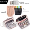 thumbnail image 2 of Grande Capacité Pochette de Rangement en Toile Colorée Porte-Stylo Trousse Simple pour Papeterie pour Collège Lycée Bureau Étudiant Fille Femme Adulte Adolescent Cadeau Carreaux Blancs, 2 of 8
