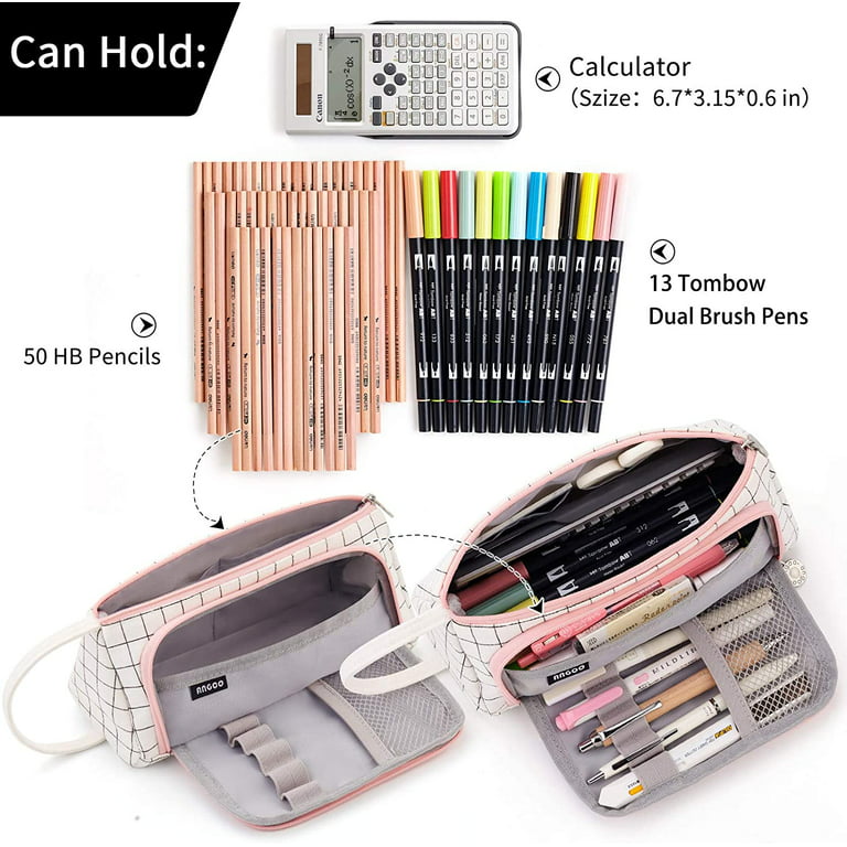 Pencil Case Big Capacity Multiple Compartments Canvas Large Pencil Pouch  Pen Bag Box Holder Organizer Simple Storage Aesthetic Stationery Cosmetic  for