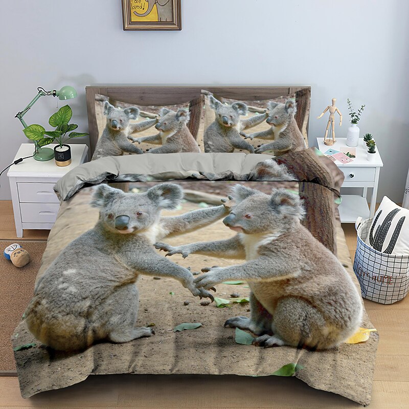 Funny Animal Koala Bedding Sets Single Double King Size Quilt Cover