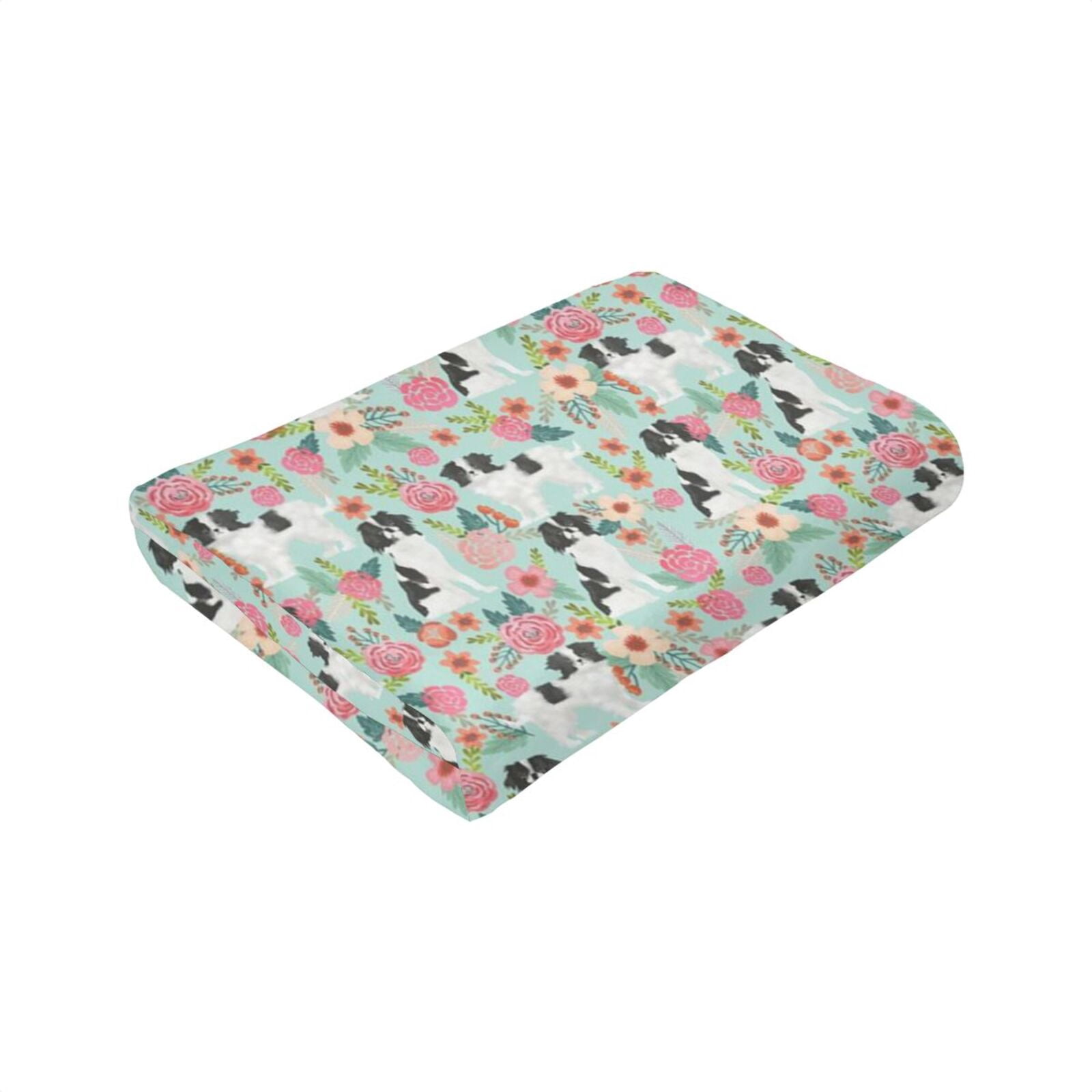 Wijzvio Japanese Chin Dogs Lovers Flower Floral Throw Blanket Soft Fuzzy Fleece Blanket For Couch Bed Living Room Decoration 50"X40"