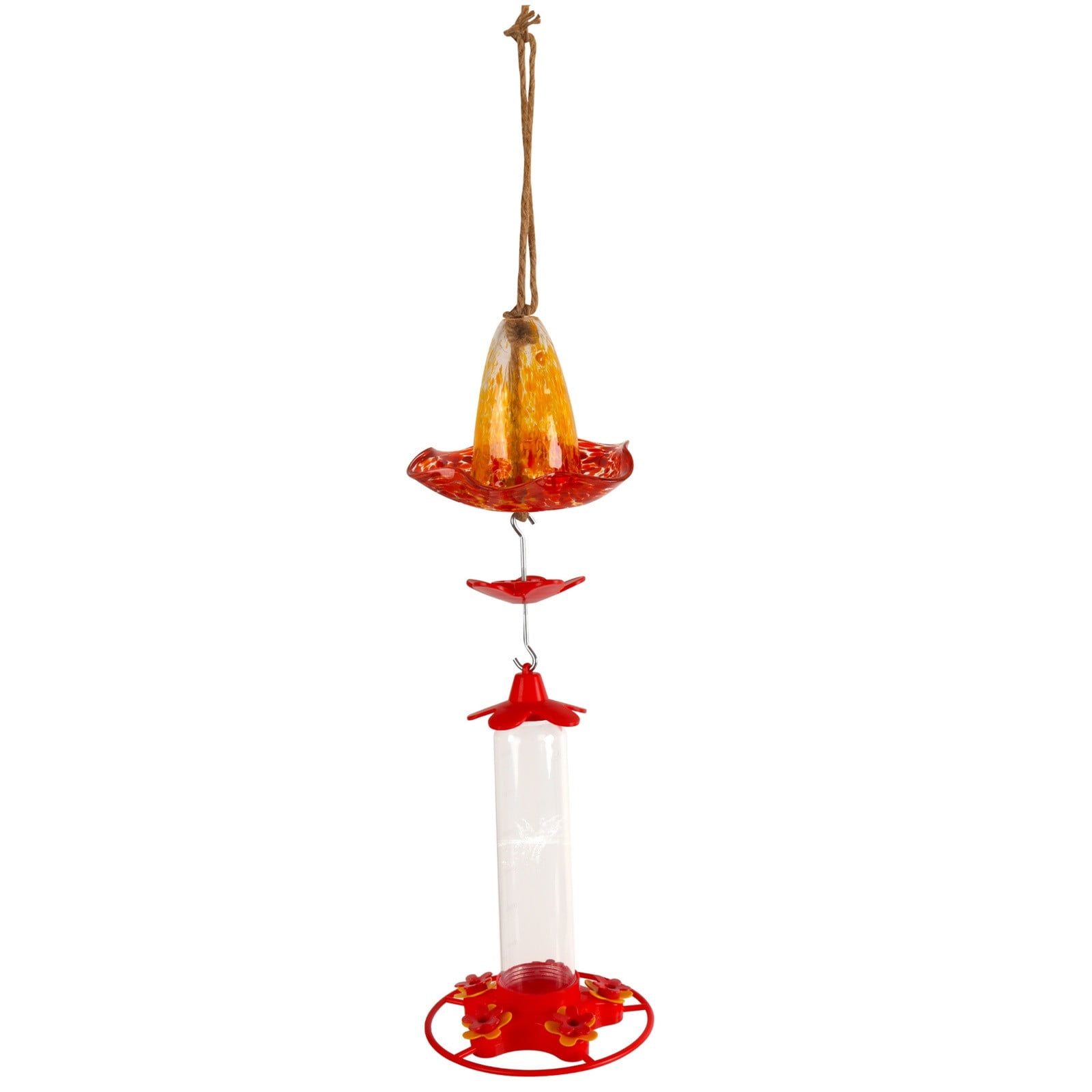 sruoe Hummingbird Feeder, Hanging Hummingbird Feeder Outdoor, Small Hummingbird Feeders, Ant Moat Perch Decor Bird Feeders for Garden Patio Window Backyard, Glass