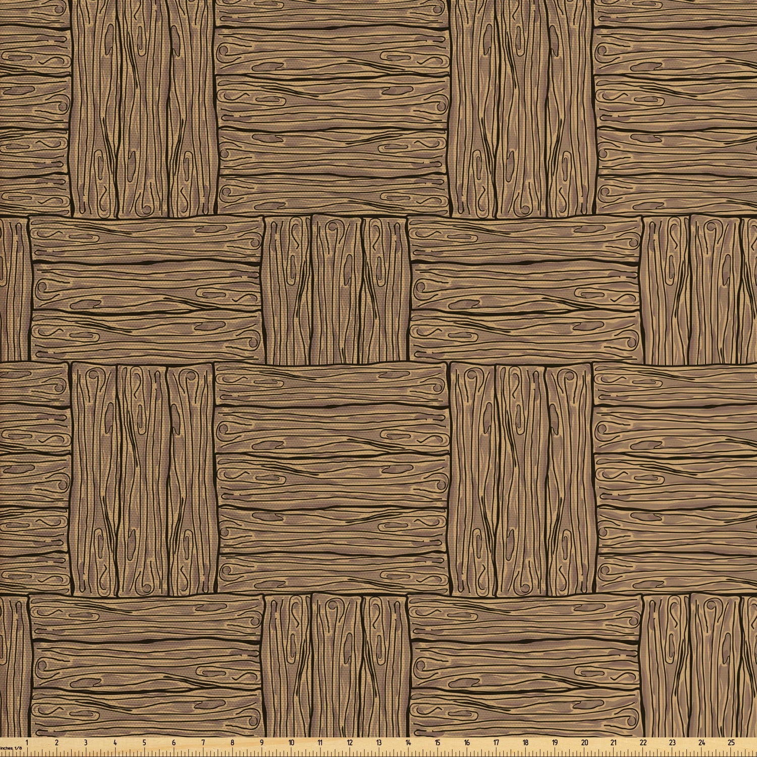 Rustic Fabric by The Yard, Wooden Texture Pattern in Cartoon Drawing ...