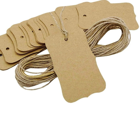 1000 Pcs Bonbonniere Wedding Favor Hang Tags Rectangular Shape Kraft Paper Gift Tags with Free Natural Jute Twine