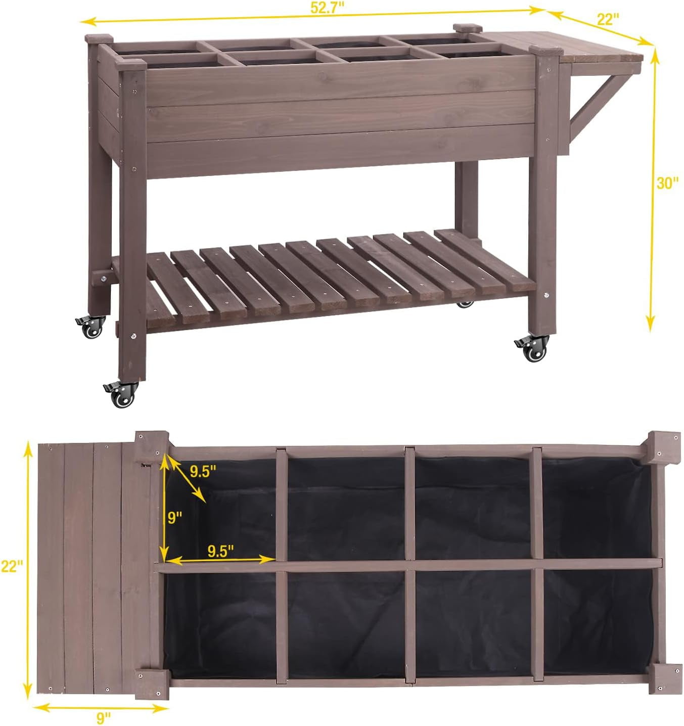 MEDEHOO Raised Garden Bed, Elevated Wood Planter Box with Legs Stand for Backyard, Patio, Balcony w/Bed Liner, for Vegetables Flower Herb