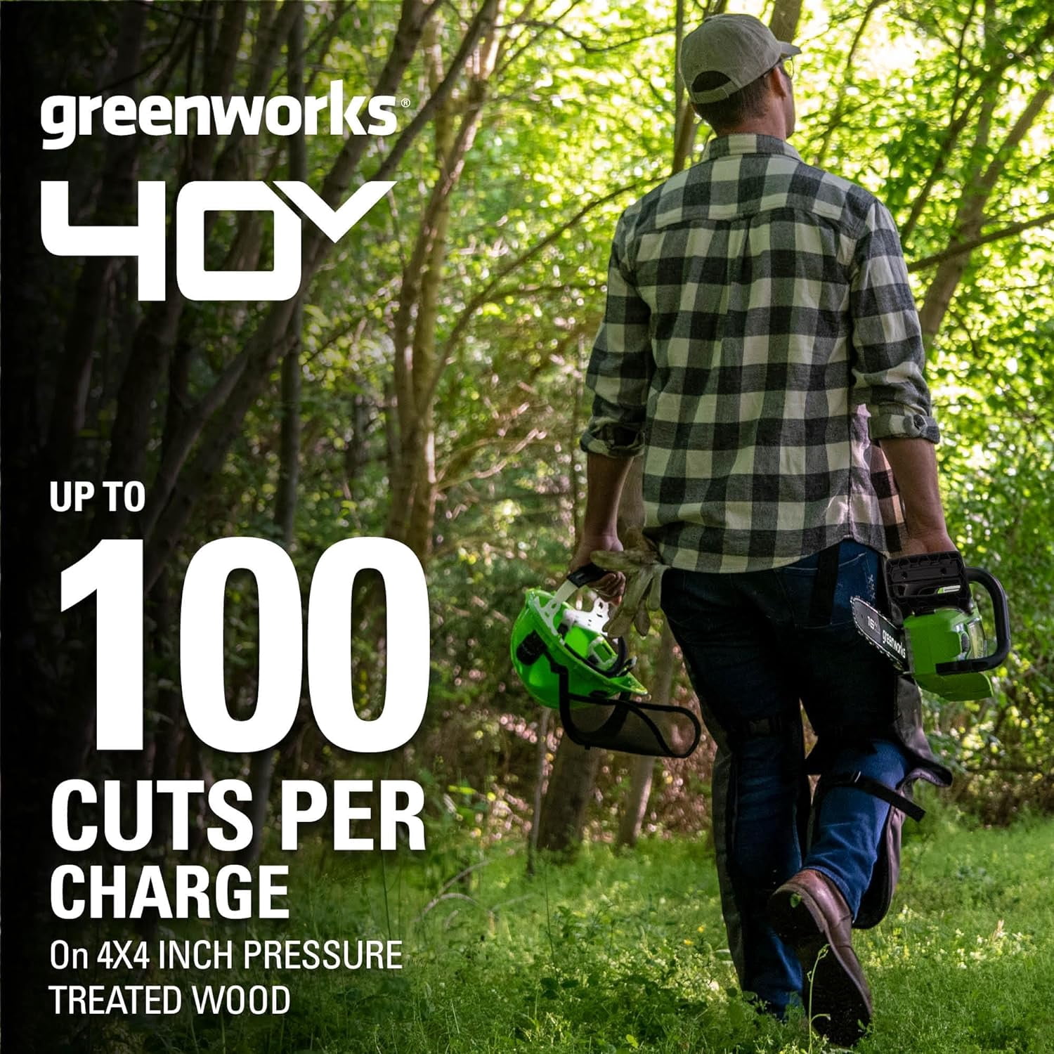 Greenworks CS40L02 40V Brushless Chainsaw, 16" (New), Green