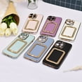 thumbnail image 5 of Plating Phone Case Rhinestone Frame Phone Holder Phone Grip Hidden Stand Full-Body Protection Shockproof Protective Silicone Soft Rubber TPU Case Color: White Black For Men Women For Apple IPhone 14 1, 5 of 5