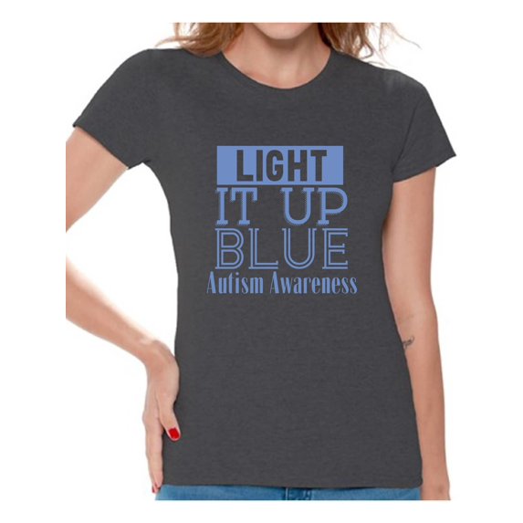 Awkward Styles Women's Light It Up Blue Support Graphic T-shirt Tops for Autism Awareness