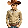 thumbnail image 4 of Wxolcjlv Boys Western Cowboy Shirt Casual Graphic Buttons Down Long Sleeve Shirt, Szies 4-13, 4 of 4
