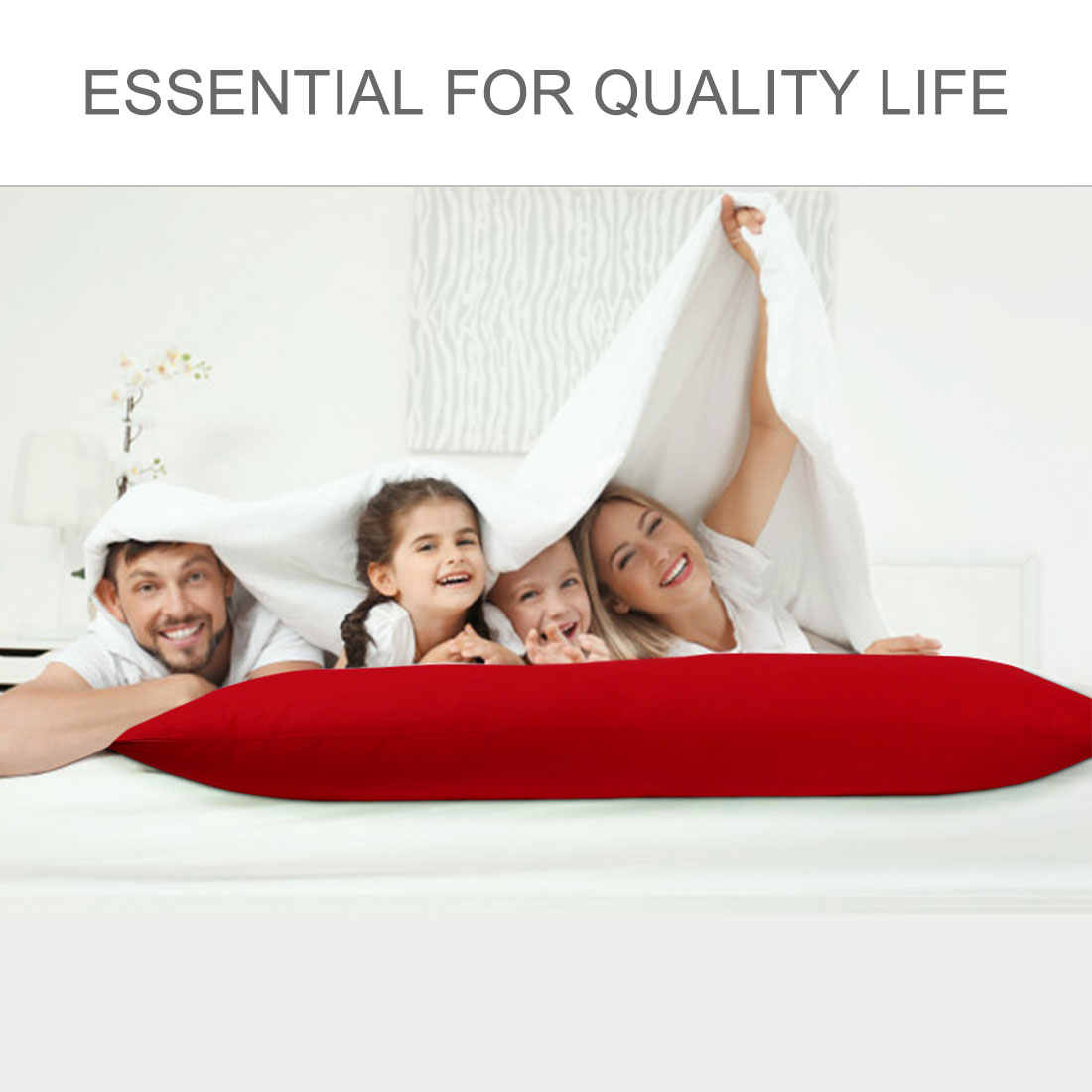 Unique Bargains Pillowcases 2 Pack 100% Cotton Body Pillow Covers Red 20" x 60"