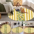 thumbnail image 6 of Round Area Rug 5ft,Watercolor Summer Farm Lemon Leaves Washable Carpet Non-Slip Runner Accent Rugs Indoor Floor Mat for Bedroom Living Room Decor,Yellow Stripe, 6 of 9