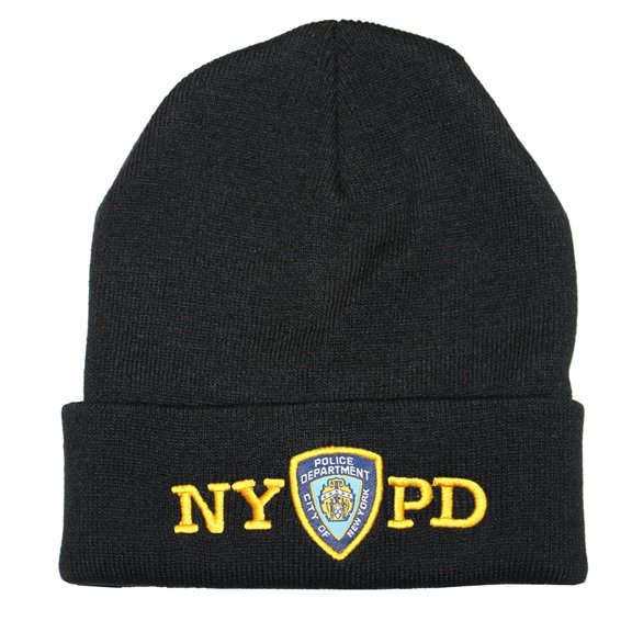 NYPD Winter Hat Police Badge New York Police Department Black & Gold One Size