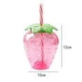 thumbnail image 2 of Strawberry Cup Strawberry Shape Plastic Straw Cups Milk Tea Cups with Straw Clear Water Bottle Strawberry Pendant Water Drinking Cups Bottle Breakfast Milk Juice Water Cup 2packs, 2 of 9