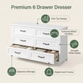 thumbnail image 4 of Dresser for Bedroom, Lofka 6 Drawer Dresser with Metal Handle, Chest of Drawers for Living Room, 4 of 10
