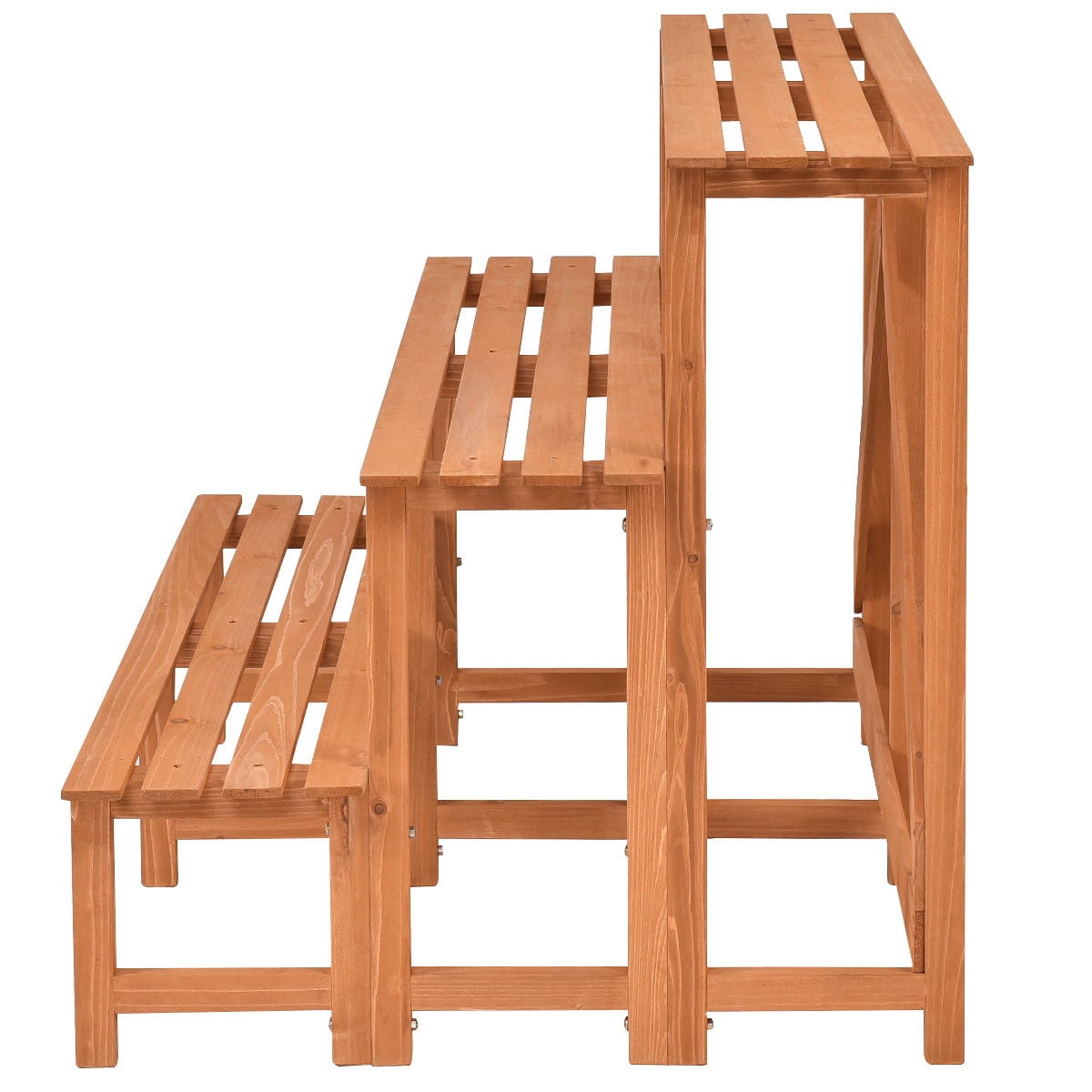 Costway 3 Tier Wide Wood Plant Stand Flower Pot Holder Display Rack Costway 3 Tier Wide Wood Plant Stand Flower Pot Holder Display Rack Shelves Step Ladder