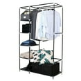 thumbnail image 2 of Tcbosik 64" Portable Closet Wardrobe with Dustproof Non-Woven Fabric Cover, 6-Compartment Portable Clothes Storage Organizer with Hanging Rod and Shelves, Easy to Assemble, Dark Brown, 2 of 11