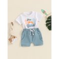 thumbnail image 4 of Musuos Toddler Boys First Birthday Outfits 6M 12M 18M Letter Print Short Sleeve T-Shirts Tops and Elastic Waist Shorts Summer Set, 4 of 10