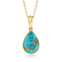 Ross-Simons Turquoise Pendant Necklace in 10kt Yellow Gold, Women's, Adult