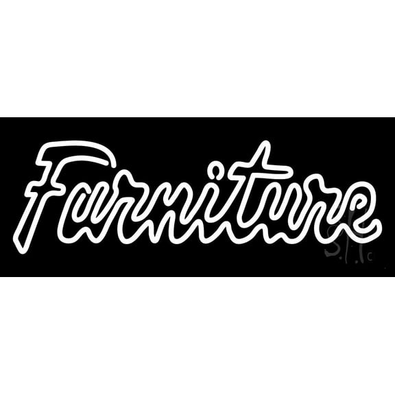 Double Stroke Furniture LED Neon Sign 13" Tall x 32" Wide - inches Black Square Cut Acrylic Backing, with Dimmer - Premium built indoor Sign for Storefront, Store interior, Exhibition, Decor.