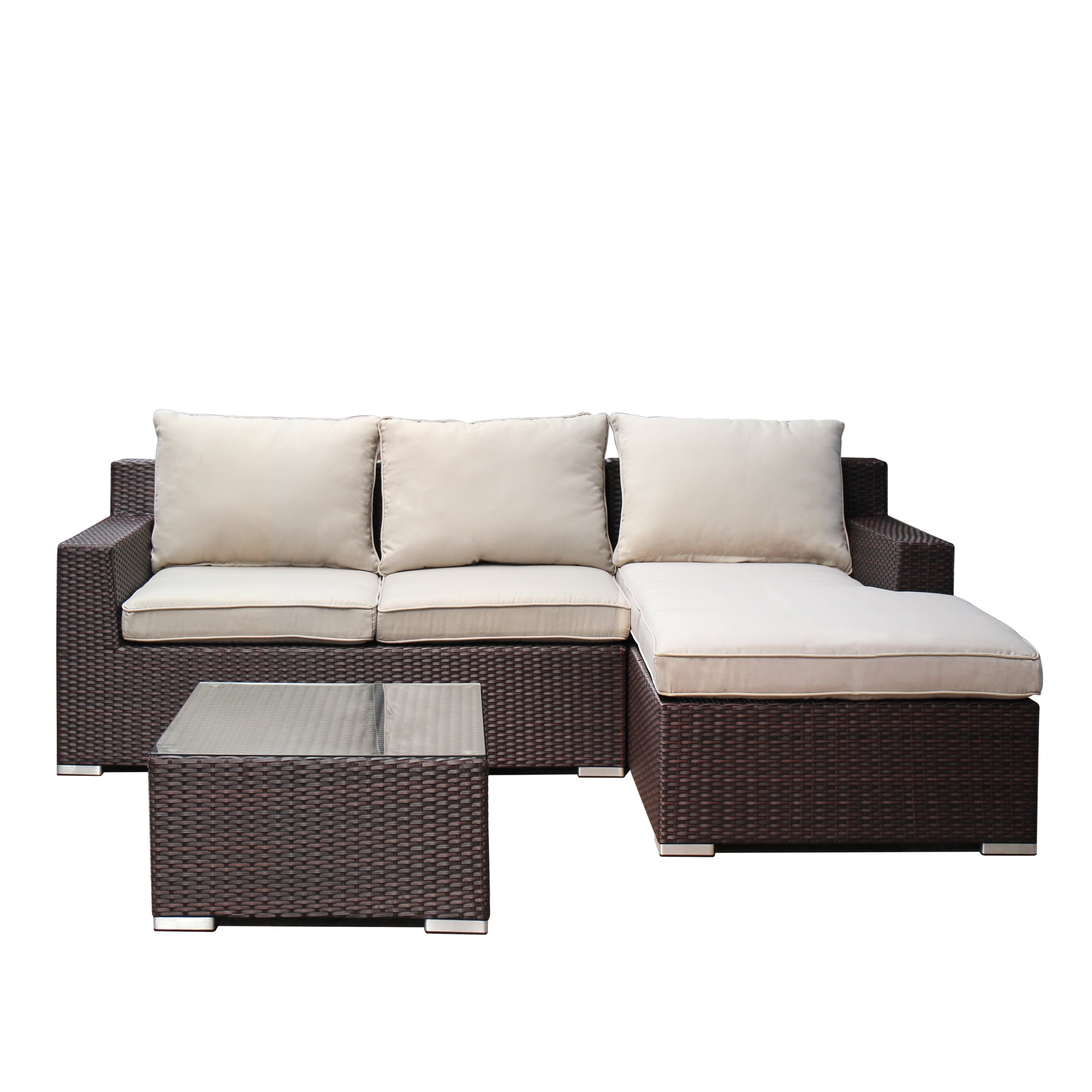 brown and cream rattan garden furniture