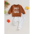thumbnail image 2 of Cenuakty Baby 2 Piece Halloween Outfit, Cute Letter Print Long Sleeve Sweatshirt and Pants Set for Newborn Infant Fall Clothes, 2 of 9