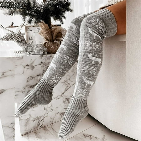 

6 pair Women Christmas Autumn And Winter Knitted Cotton Socks Christmas Knitted Over Knee Woolen Stockings Color Random