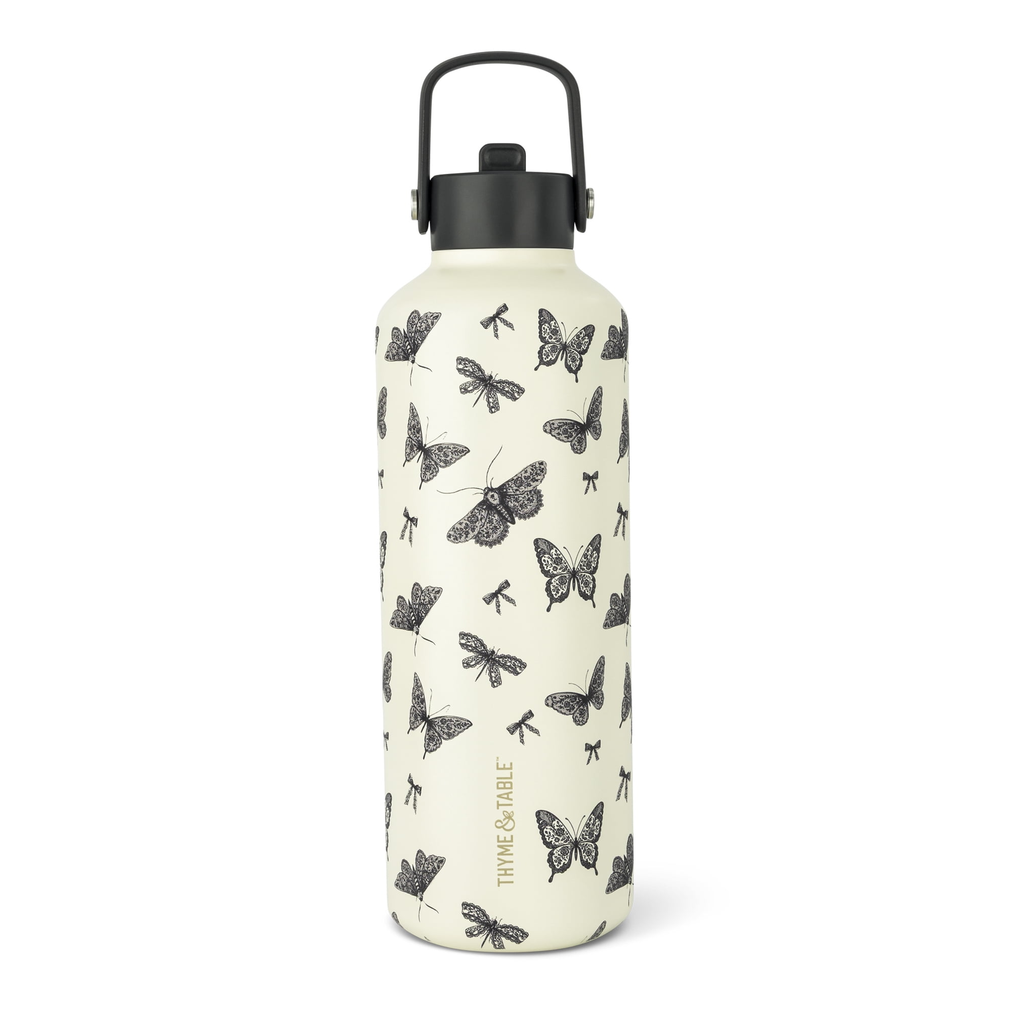 Thyme & Table 32oz Stainless Steel Cleo Bottle with Straw, Butterfly