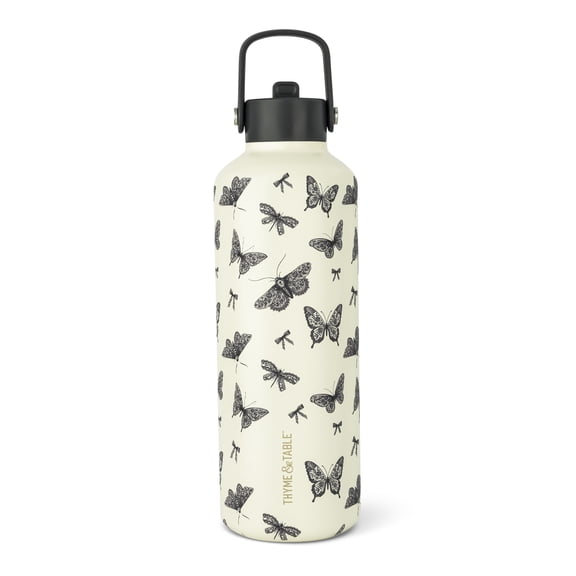Thyme & Table 32oz Stainless Steel Cleo Bottle with Straw, Butterfly